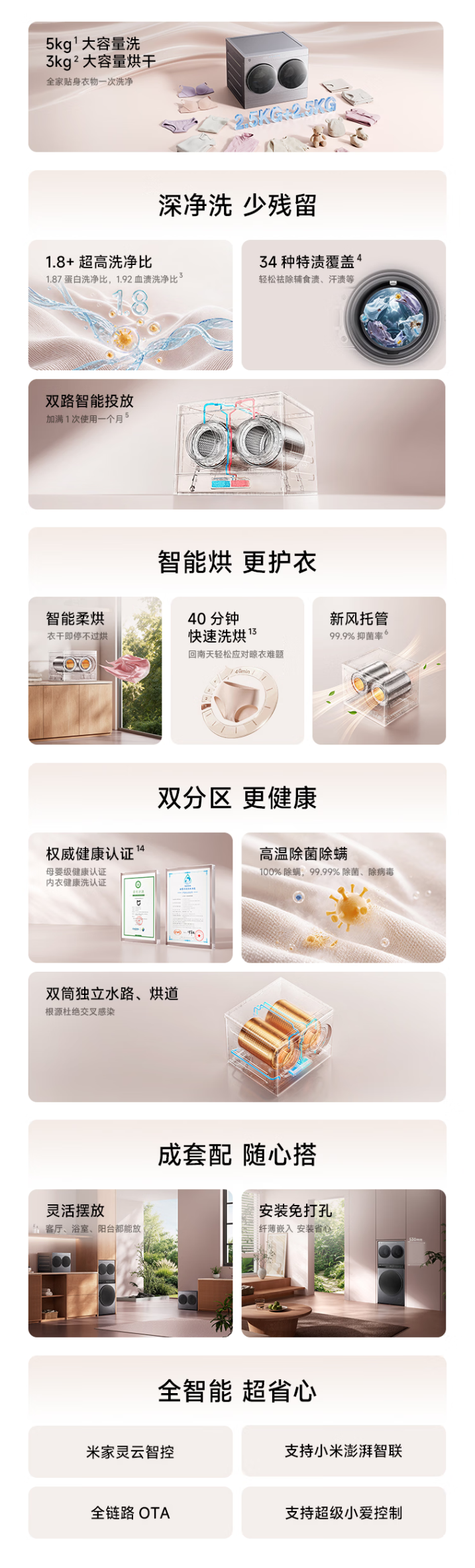 米家迷你双筒洗烘尺寸